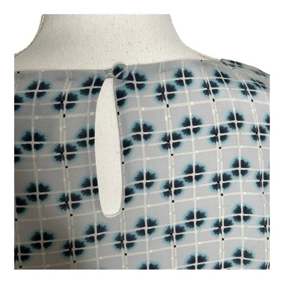 Reiss Giselle Watercolor Three-Quarter Sleeve Blue Geo Print Silk Dress Size 4 - Picture 7 of 15